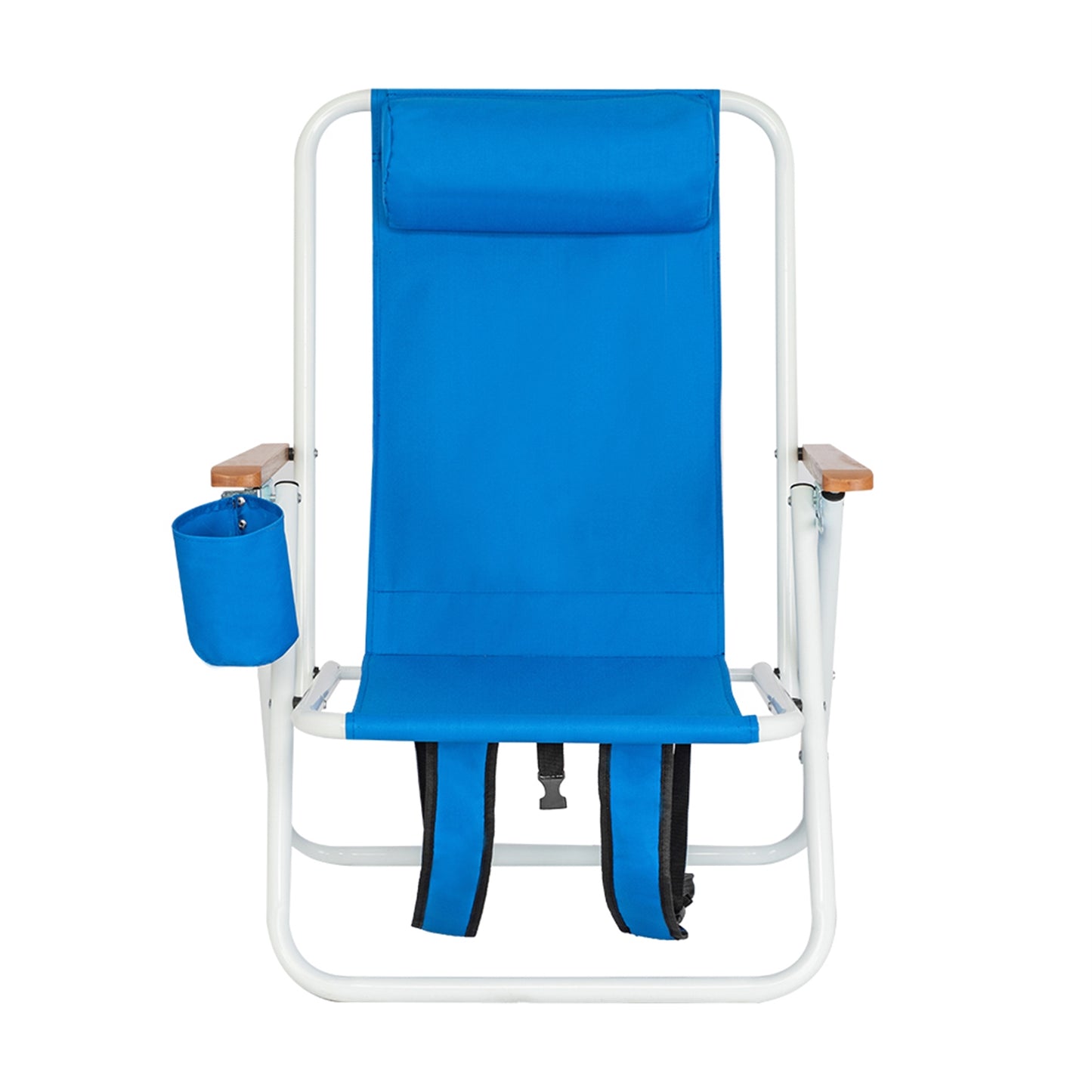 1pc Portable High Strength Beach Chair with Adjustable Headrest Blue