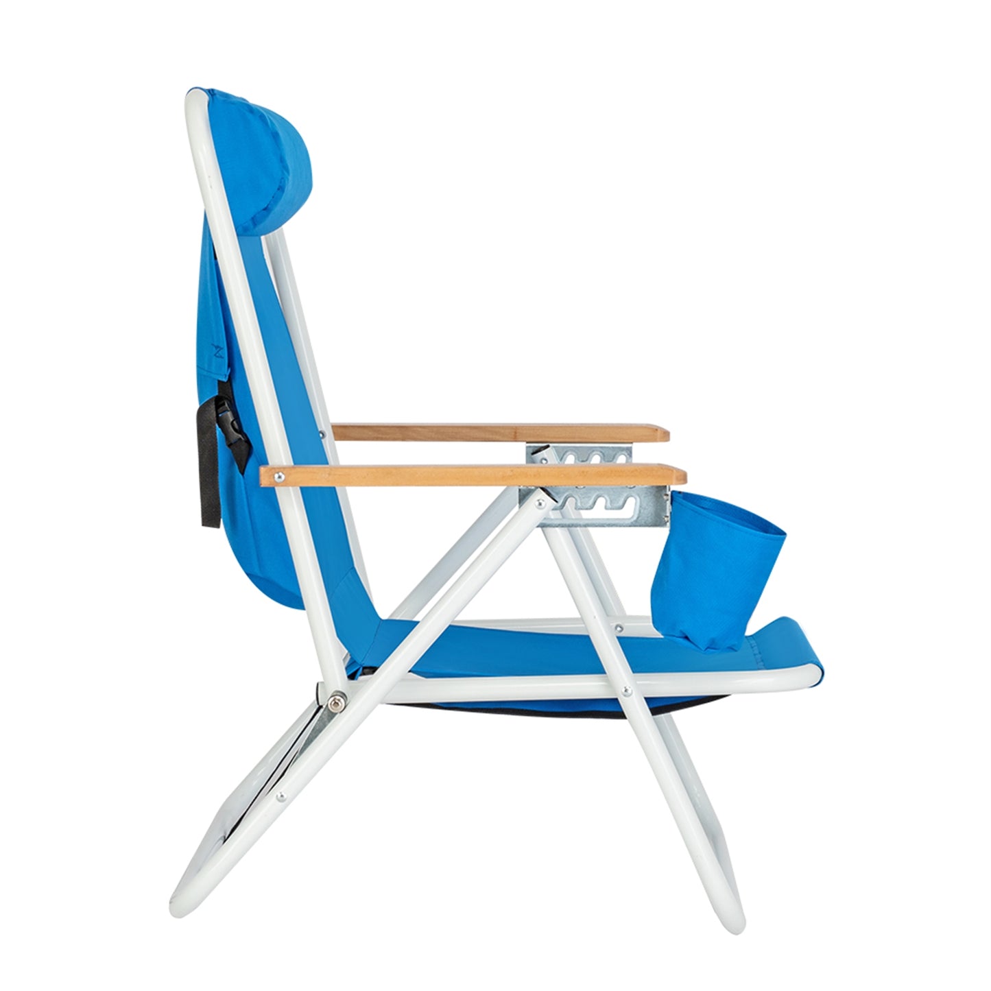 1pc Portable High Strength Beach Chair with Adjustable Headrest Blue