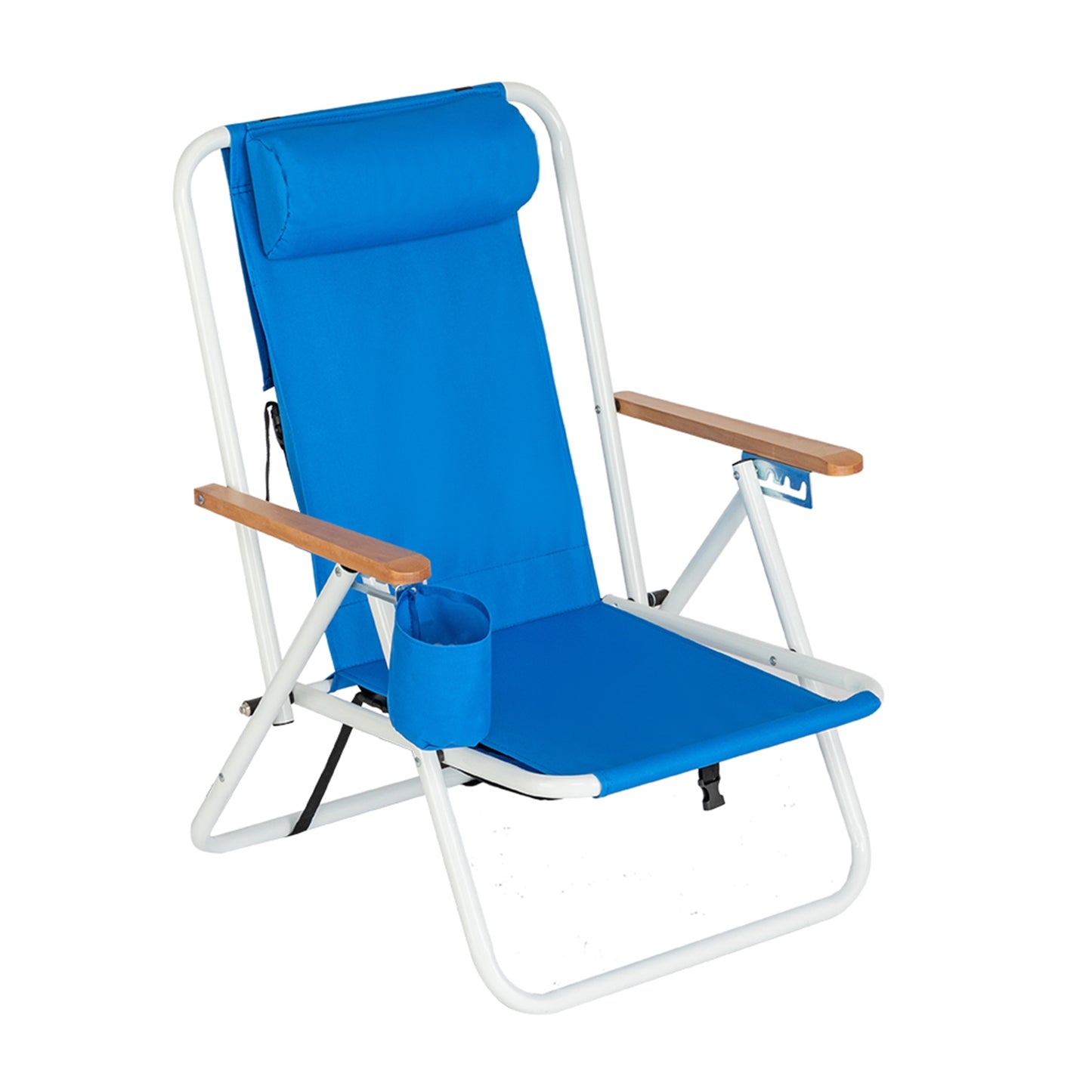 1pc Portable High Strength Beach Chair with Adjustable Headrest Blue