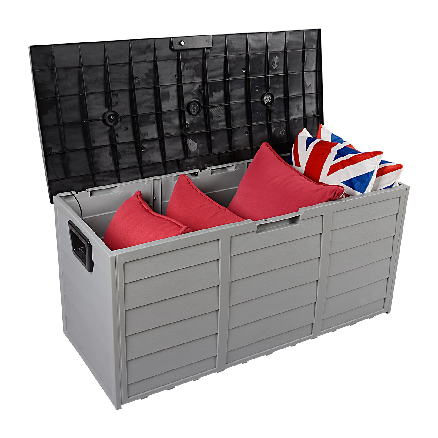 75gal 260L Outdoor Garden Plastic Storage Deck Box Chest Tools Cushions Toys Lockable Seat