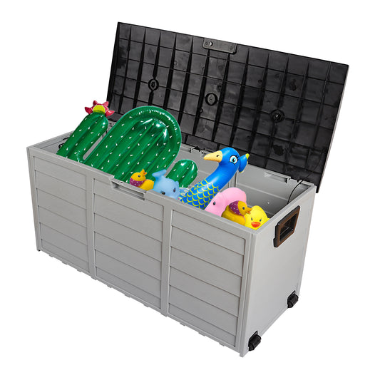 75gal 260L Outdoor Garden Plastic Storage Deck Box Chest Tools Cushions Toys Lockable Seat