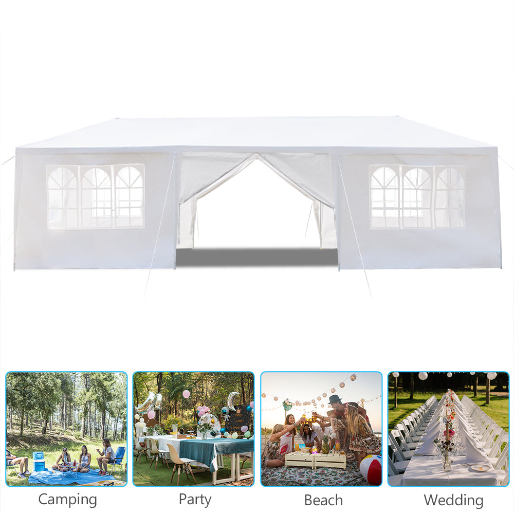 10'x30' Outdoor Party Tent with 8 Removable Sidewalls, Waterproof Canopy Patio Wedding Gazebo