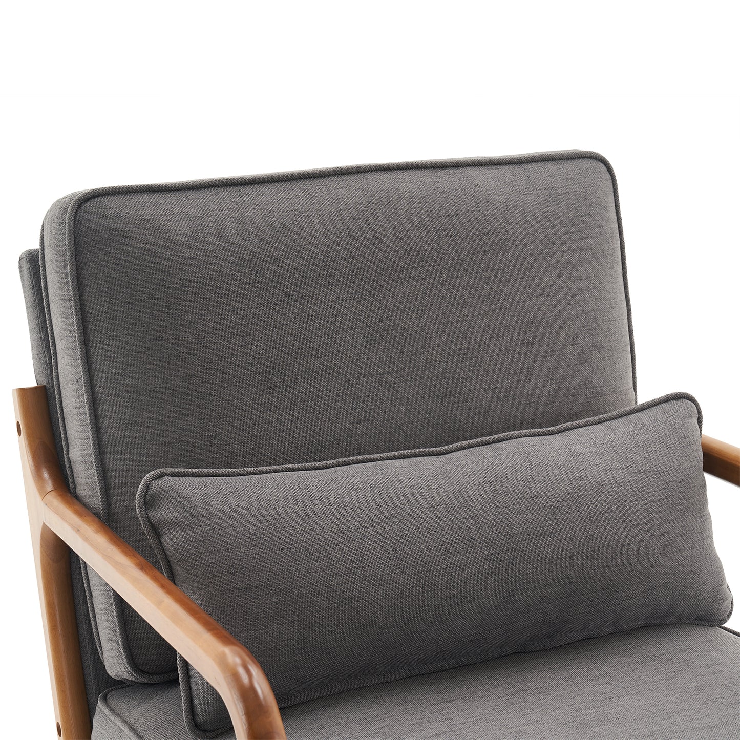 Oak Armrest Oak Upholstered Single Lounge Chair Indoor Lounge Chair Dark Grey