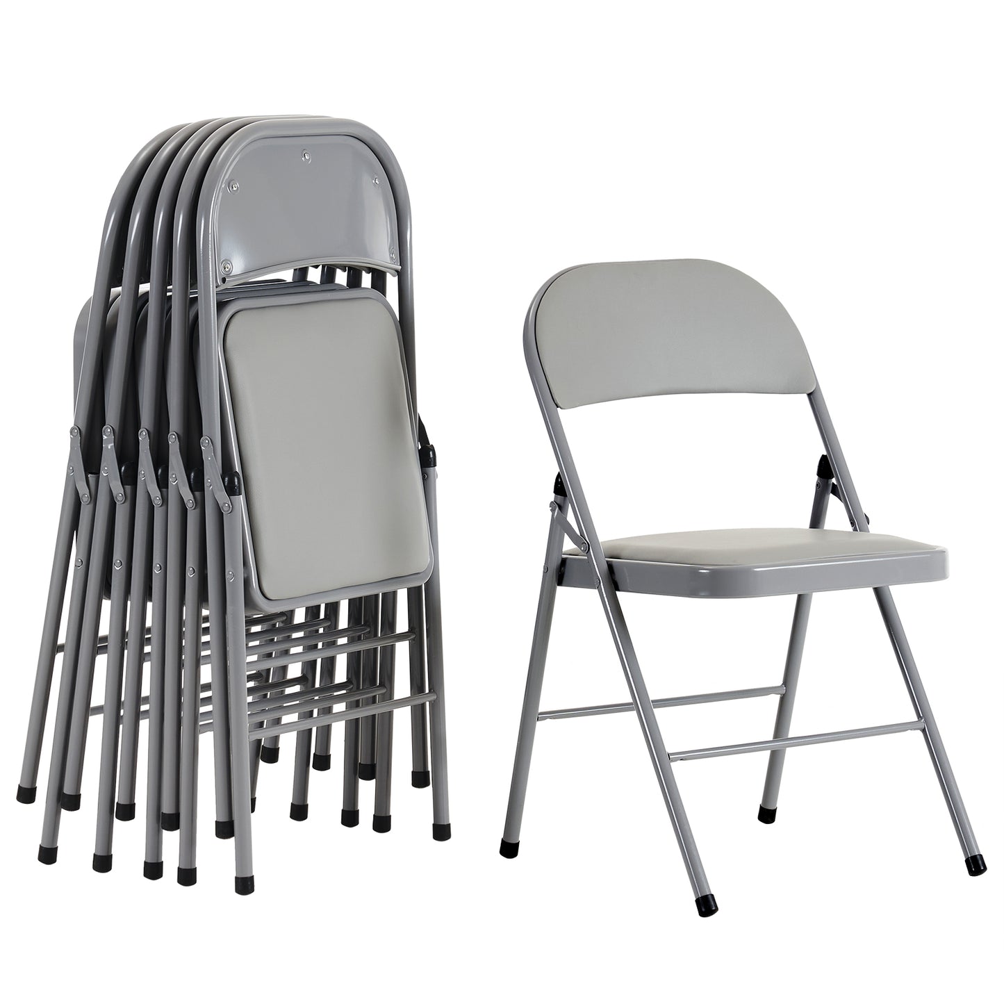 6pcs Elegant Foldable Iron & PVC Chairs for Convention & Exhibition Gray