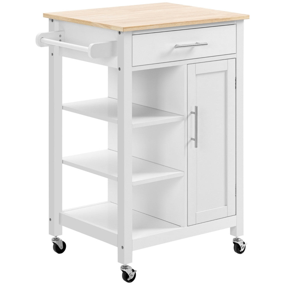 Compact Kitchen Island Cart on Wheels, Rolling Utility Trolley Cart