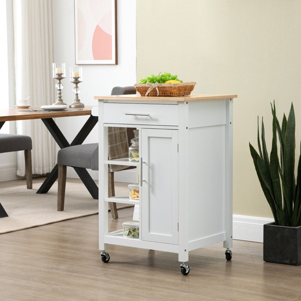 Compact Kitchen Island Cart on Wheels, Rolling Utility Trolley Cart