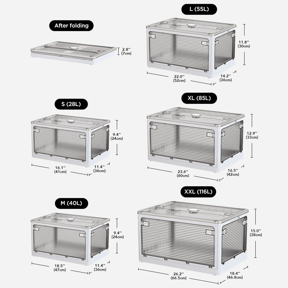 Multifunctional Foldable Transparent Storage 85L White (1 Piece)