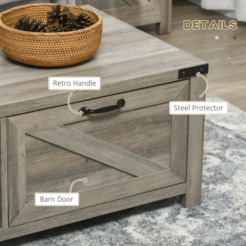 Farmhouse Style Furniture with Barn-Door Detailing, Storage Shelves & Drawer, Adjustable Foot, Stable & High Capacity - Assembly Required