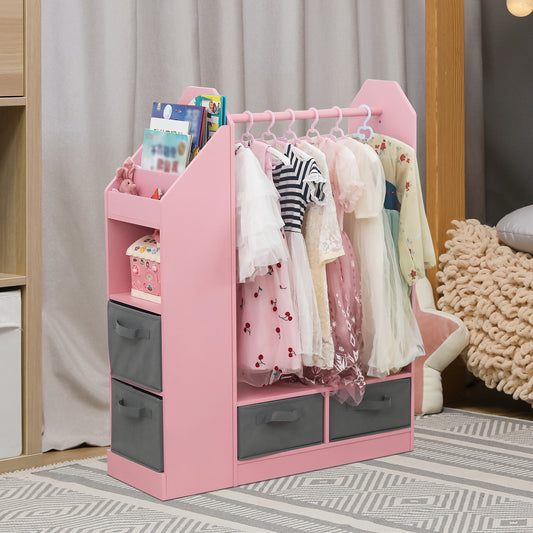 Kids Costume Organizer、 Costume Rack、Kids Armoire、Open Hanging Armoire Closet with Mirror