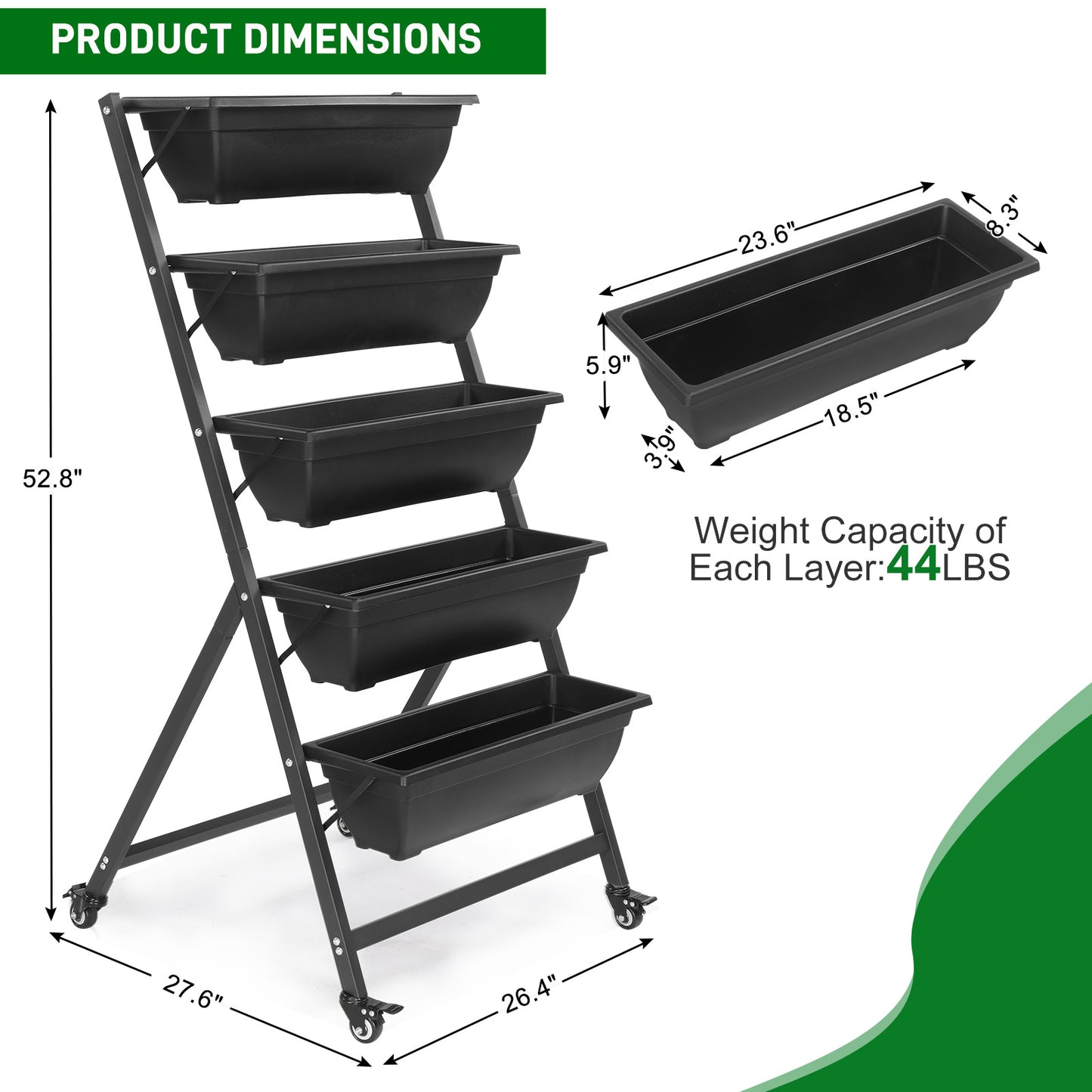 5 Tiers Vertical Garden Bed, Vertical Garden Planter Indoor and Outdoor, Vertical Elevated Garden Bed Perfect for Vegetables Flowers Herbs