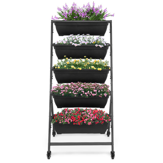 5 Tiers Vertical Garden Bed, Vertical Garden Planter Indoor and Outdoor, Vertical Elevated Garden Bed Perfect for Vegetables Flowers Herbs