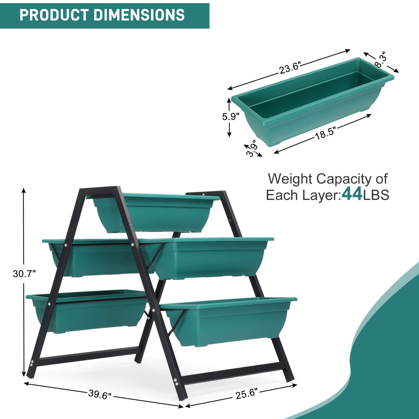 Raised Garden Planter Bed, Tiered Planter Stand with 5 Boxes, Vertical Raised Garden Bed for Herbs, Flowers, or Vegetables in Patio Balcony Indoor Outdoor