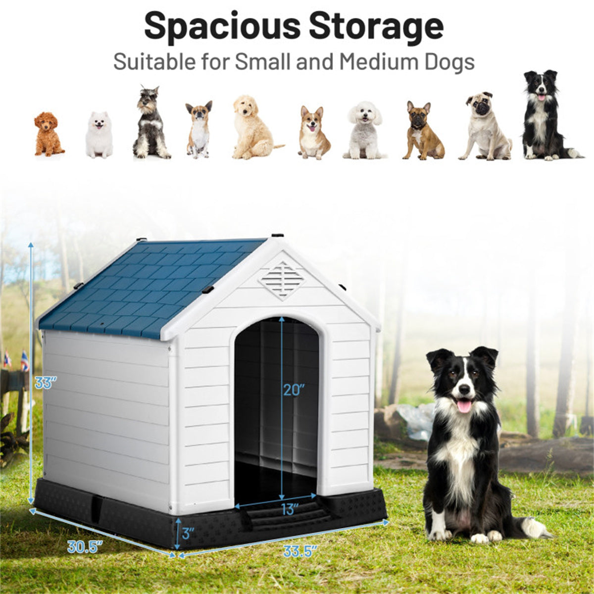 1pc 33.5" Dog House of Plastic.pet house