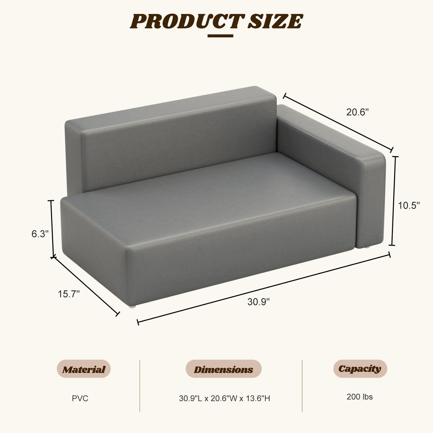 Modern Dog Sofa PU Leather Sturdy Dog Couch for Small and Medium Dogs Waterproof Pet Sofa for Cats and Small Animals