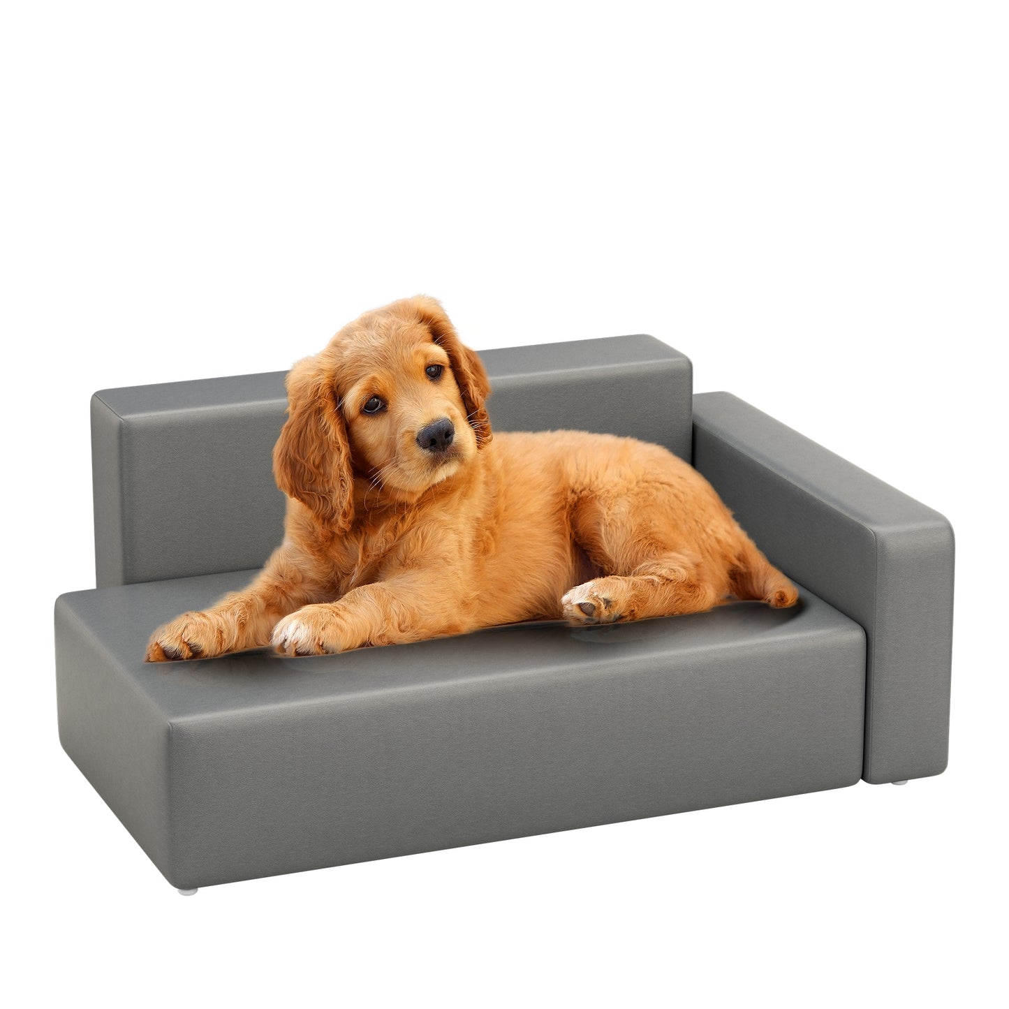 Modern Dog Sofa PU Leather Sturdy Dog Couch for Small and Medium Dogs Waterproof Pet Sofa for Cats and Small Animals