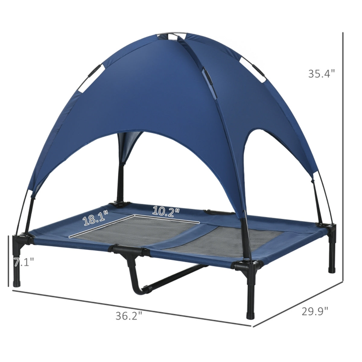 Portable Foldable Pet Cot for Small Dogs - Breathable Polyester, Durable Steel Frame, Airflow Design with Travel Bag - Easy Assembly, Up to 23.5" Length