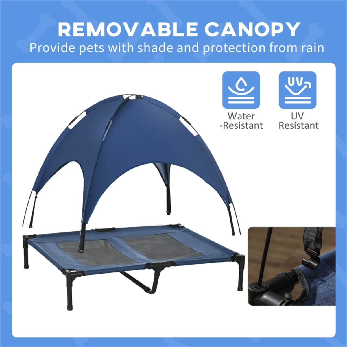 Portable Foldable Pet Cot for Small Dogs - Breathable Polyester, Durable Steel Frame, Airflow Design with Travel Bag - Easy Assembly, Up to 23.5" Length