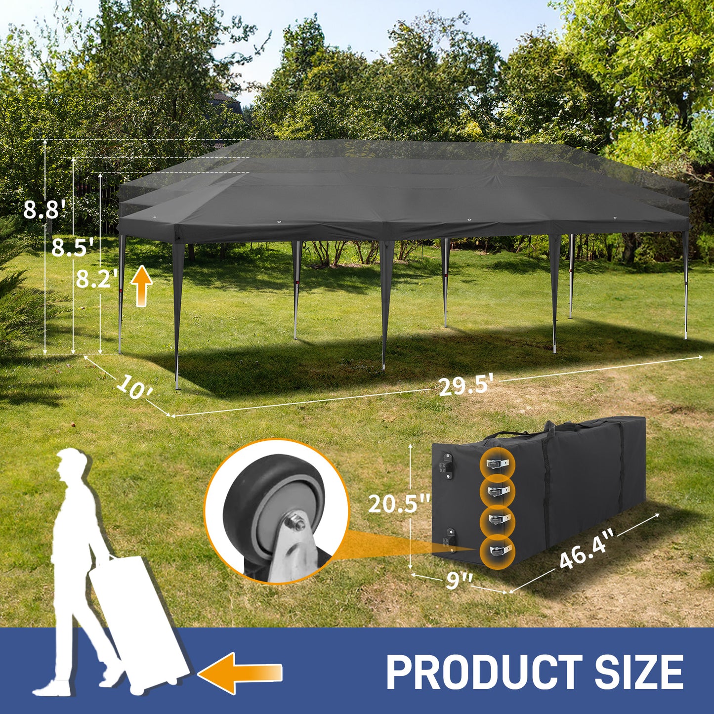 10*30ft dark grey folding shed Oxford white painted frame with 8 sandbags with tugboat bag