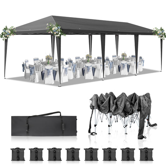 10*30ft dark grey folding shed Oxford white painted frame with 8 sandbags with tugboat bag