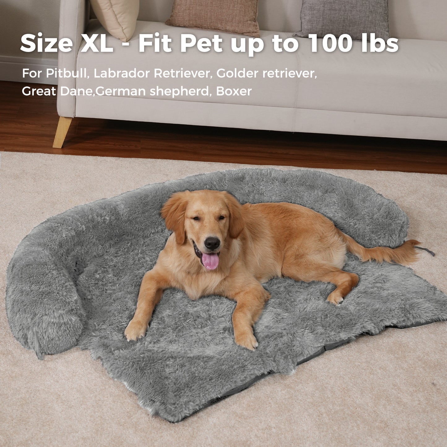 Dog Bed Large Sized Dog, Fluffy Dog Bed Couch Cover, Calming Large Dog Bed, Washable Dog Mat for Furniture Protector,Perfect for Large Dogs and Cats