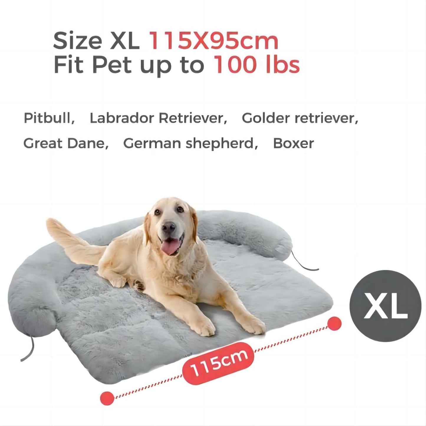 Dog Bed Large Sized Dog, Fluffy Dog Bed Couch Cover, Calming Large Dog Bed, Washable Dog Mat for Furniture Protector,Perfect for Large Dogs and Cats