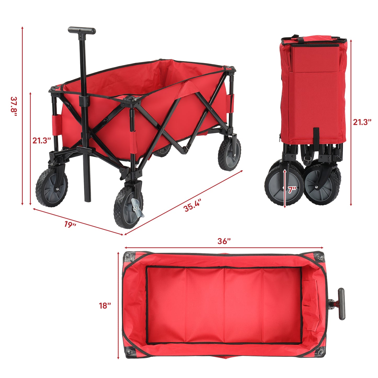 Collapsible Outdoor Wagon - Durable Steel Frame, 150 lbs Capacity, 600D Polyester - For Sporting Events, Concerts, Parks - With Carry Case - Fully Assembled