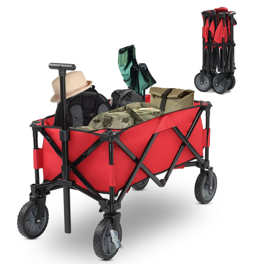 Collapsible Outdoor Wagon - Durable Steel Frame, 150 lbs Capacity, 600D Polyester - For Sporting Events, Concerts, Parks - With Carry Case - Fully Assembled