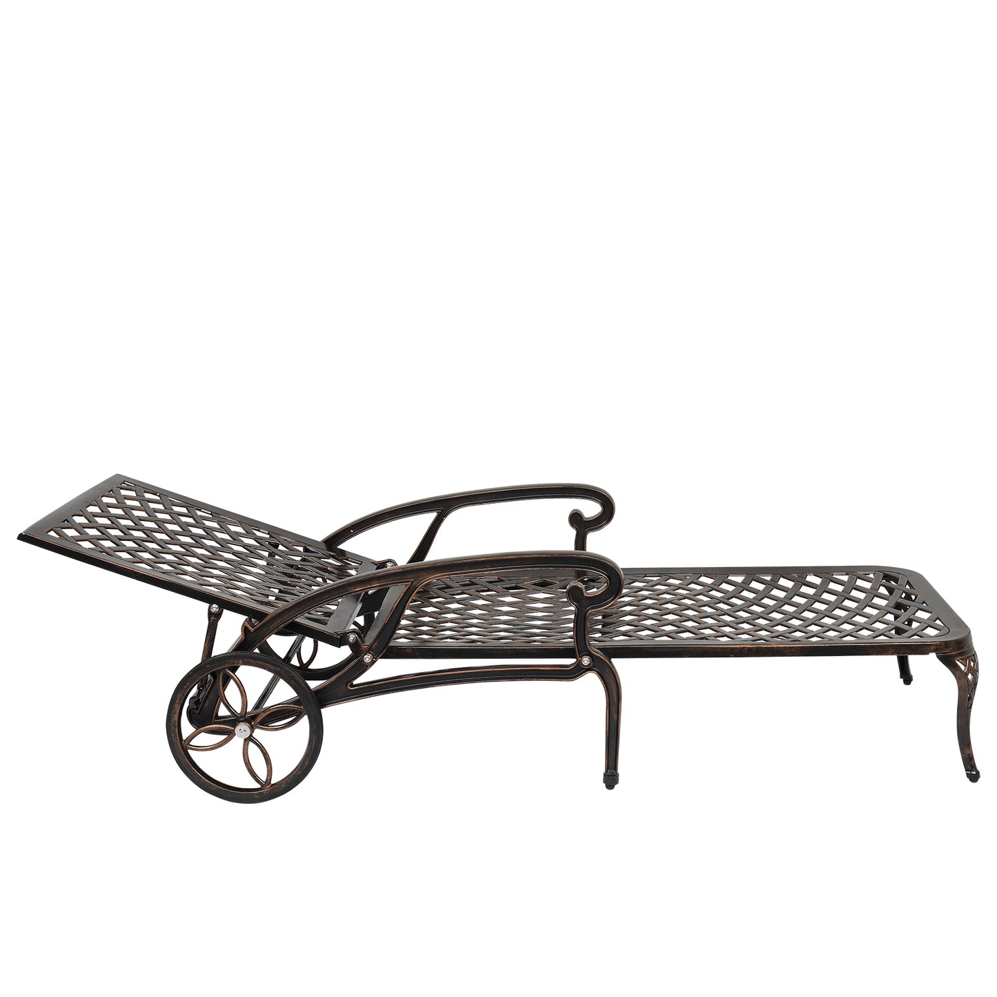 193*64.5*93cm Backrest Adjustable Courtyard Cast Aluminum Lying Bed Bronze