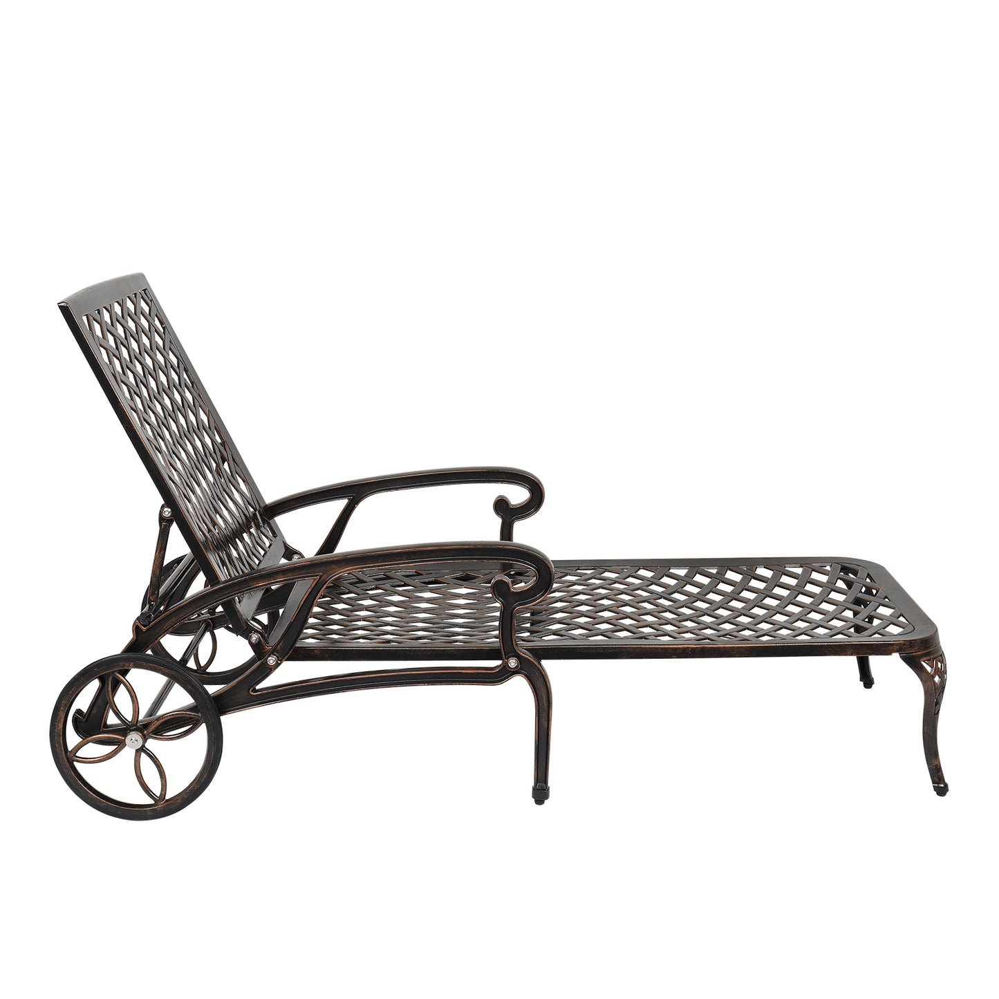 193*64.5*93cm Backrest Adjustable Courtyard Cast Aluminum Lying Bed Bronze