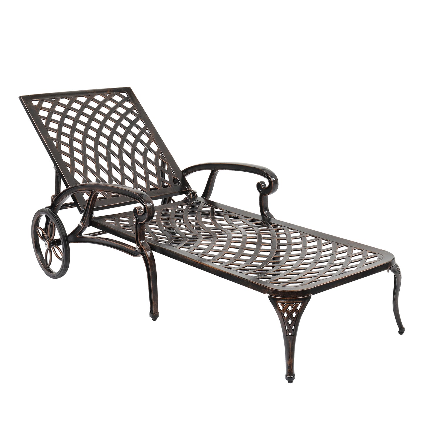 193*64.5*93cm Backrest Adjustable Courtyard Cast Aluminum Lying Bed Bronze