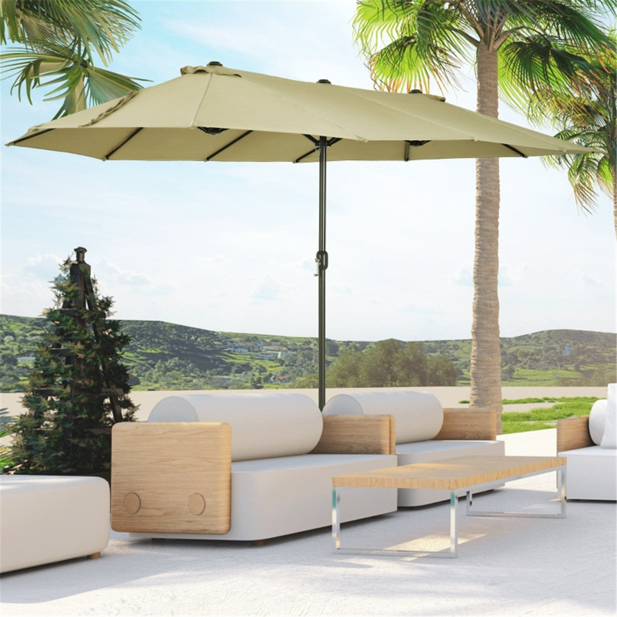 Outdoor beach umbrella/Double-Sided Market Umbrella