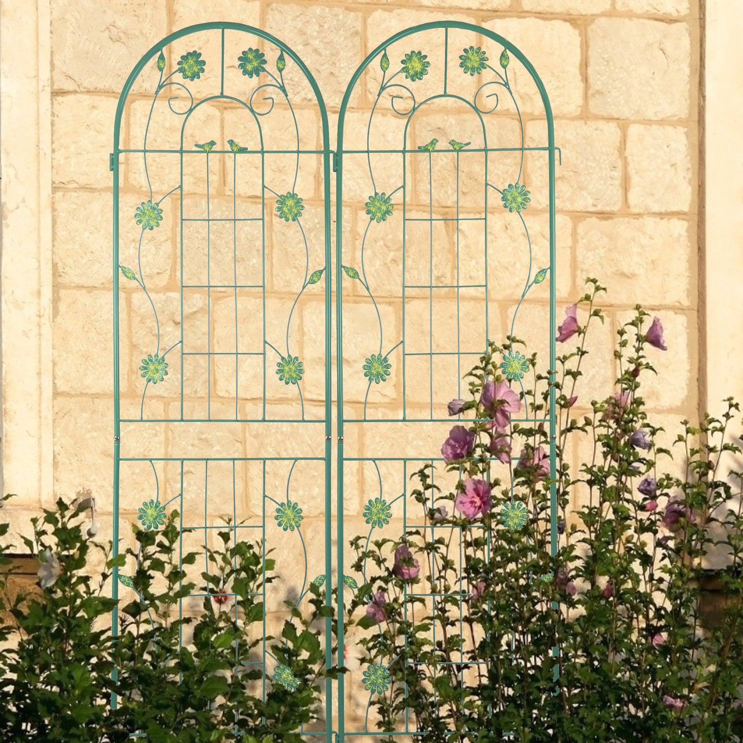 2 Pack Metal Garden Trellis 71" x 19.7" Rustproof Trellis for Climbing Plants Outdoor Flower Support Green