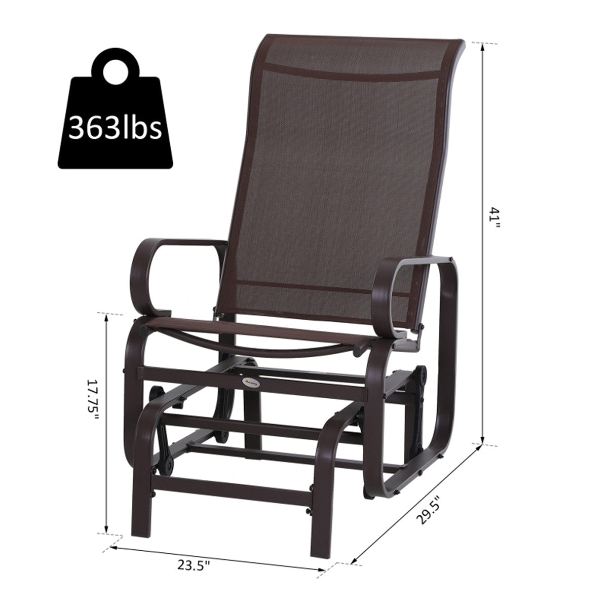 Patio Glider - Modern Design with Classic Function, 28" High Back, Weather-Resistant - For Backyards, Patios, Gardens - Assembly Required