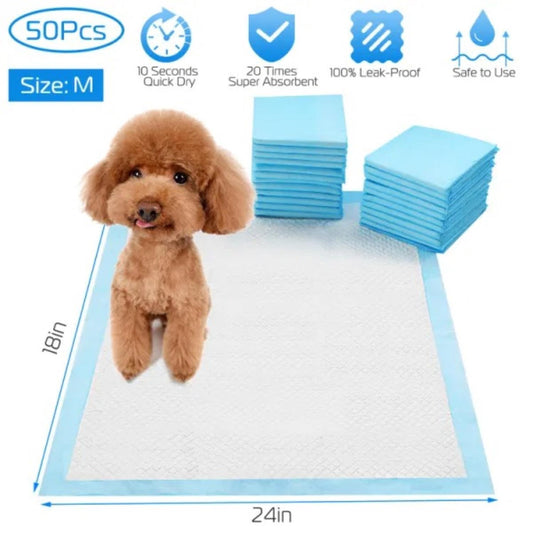 50Pcs/Set Dog Training Pads Puppy Pee Pads Cat Wee Mats Potty-Train 24x18In M(No shipments on weekends, banned from Amazon)