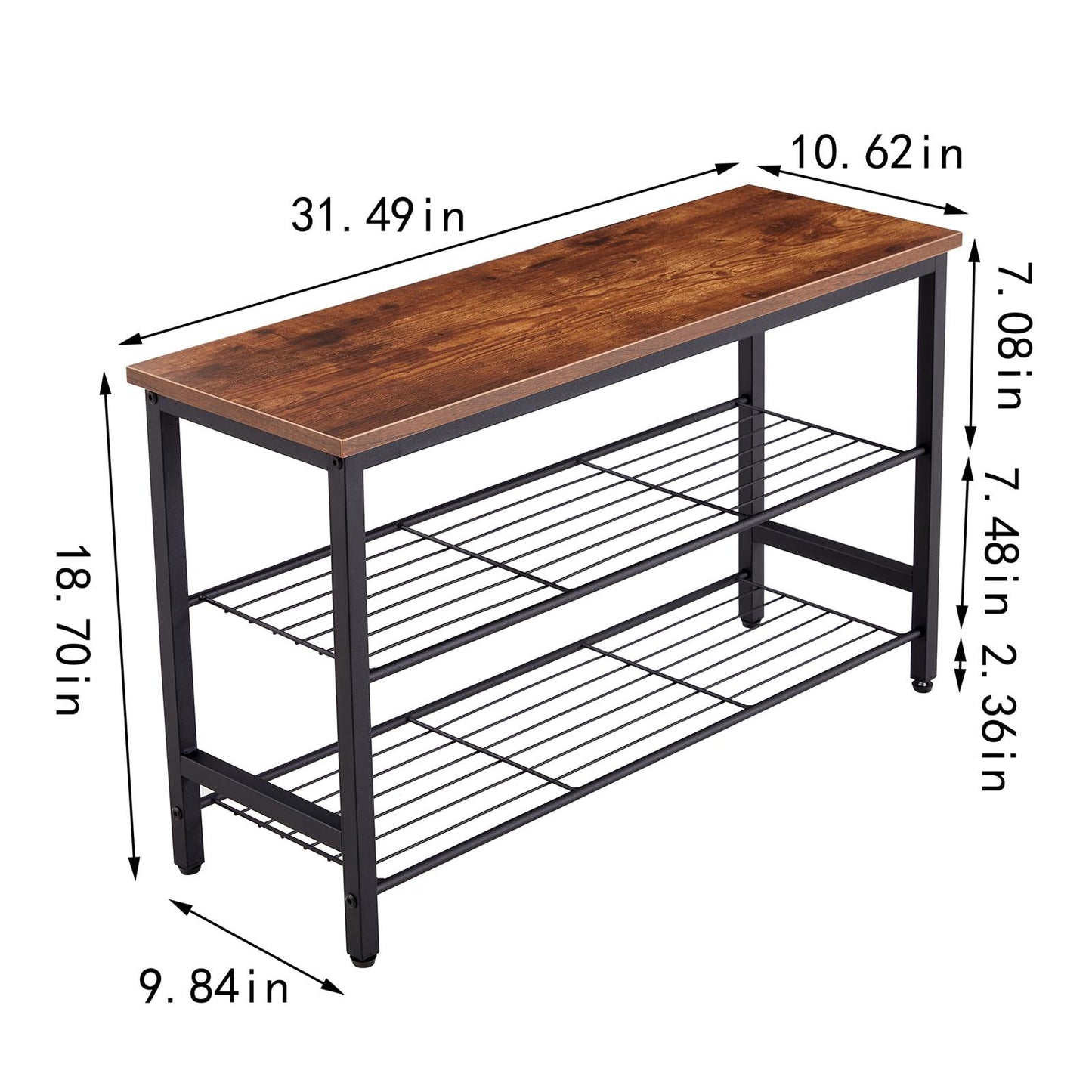 DN 3-Tier Metal Shoe Rack, Modern Multifunctional Shoe Storage Shelf with MDF Top Board, Tigger，1 pc per carton