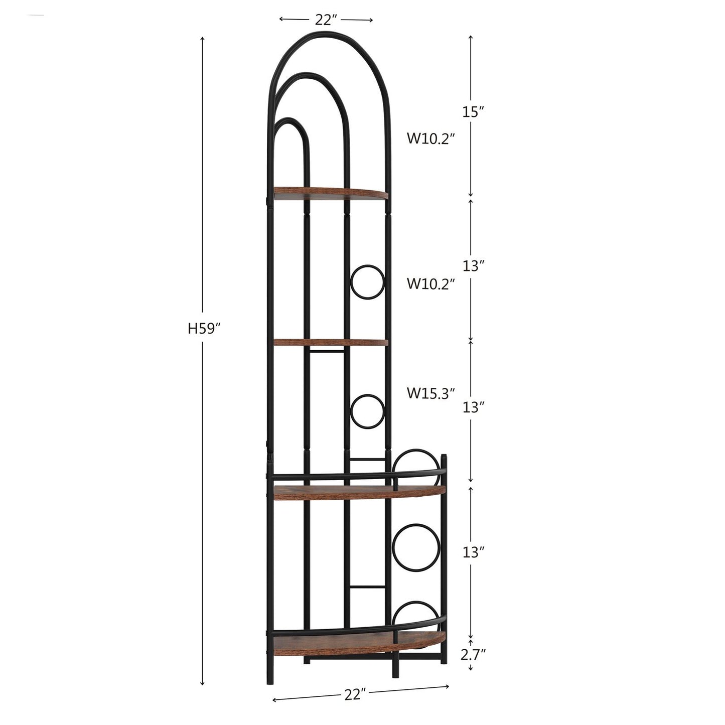 4-Tier Corner Bookshelf, Modern Style, Plant Stand with Metal Frame