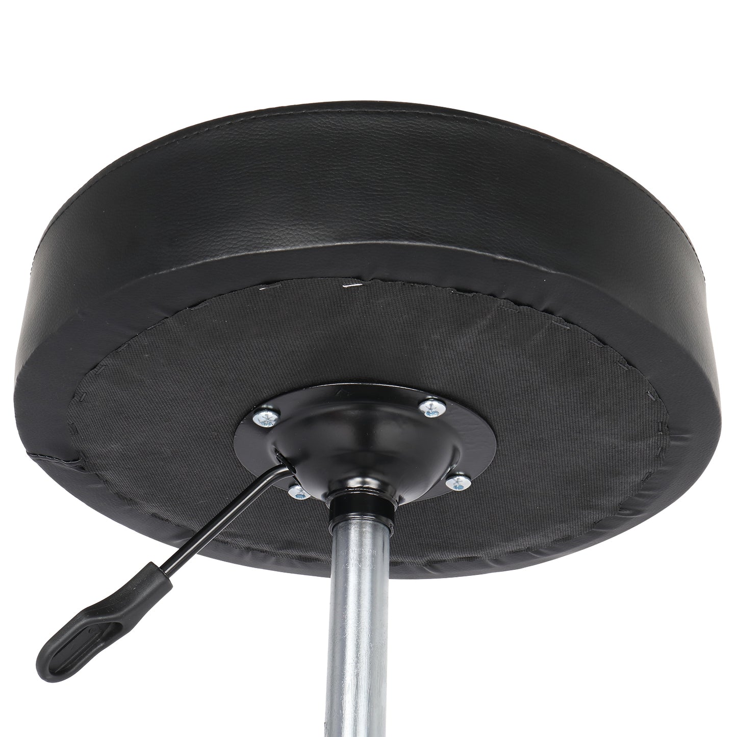 PU Leather Nylon Wheel 300lbs Round Stool Plating Five-Star Feet Technician Stool Black